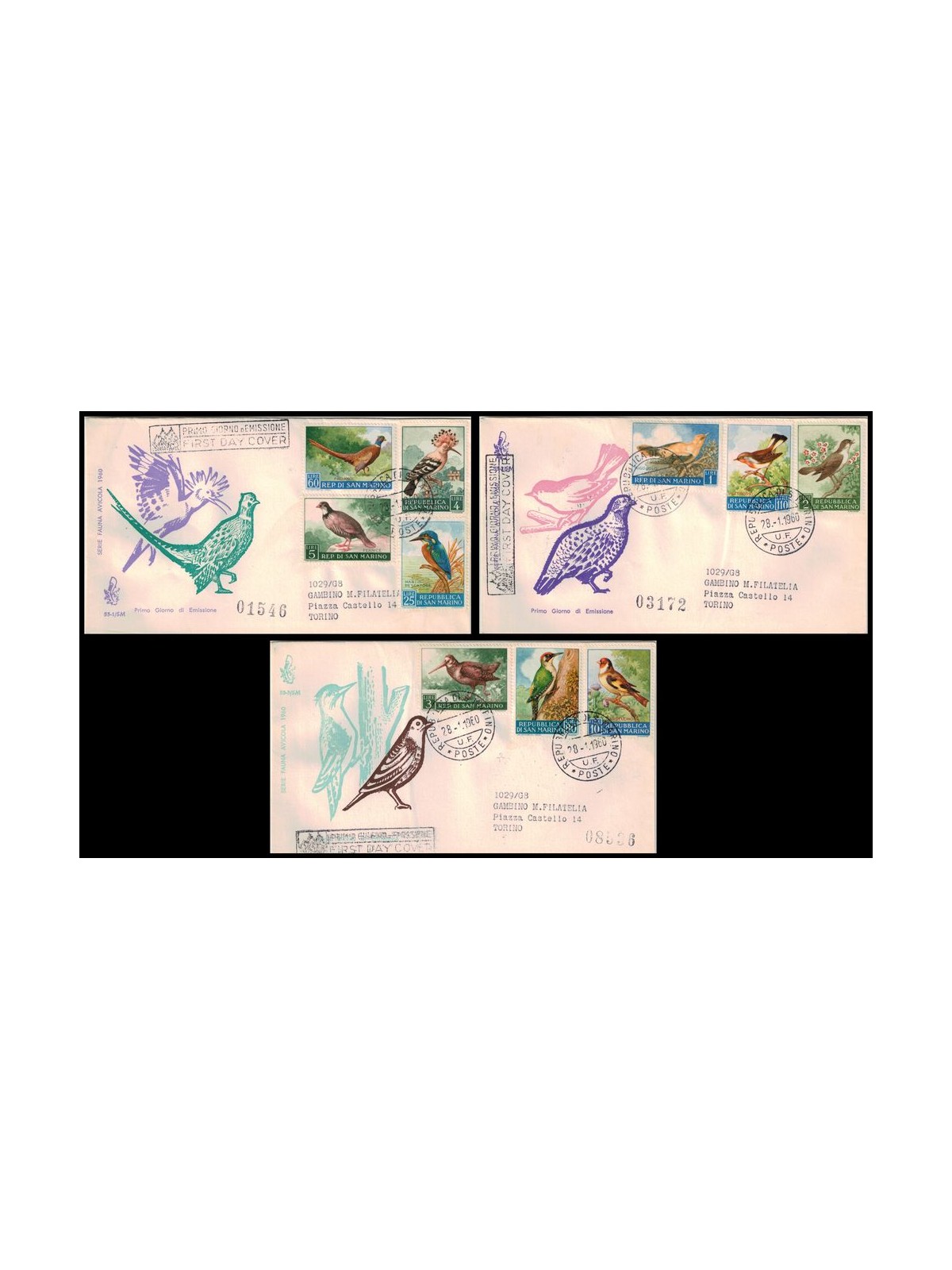 SAN MARINO 1960 FDC (Venetia) Fauna avicola racc
