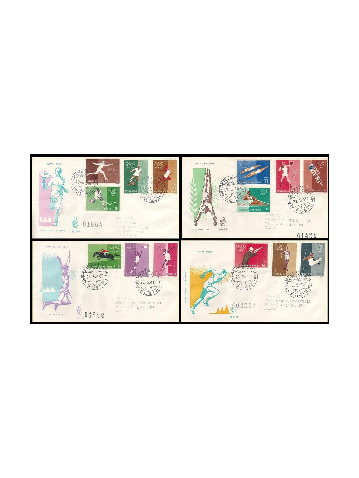 SAN MARINO 1960 FDC (Venetia) Olimpiadi di Roma racc