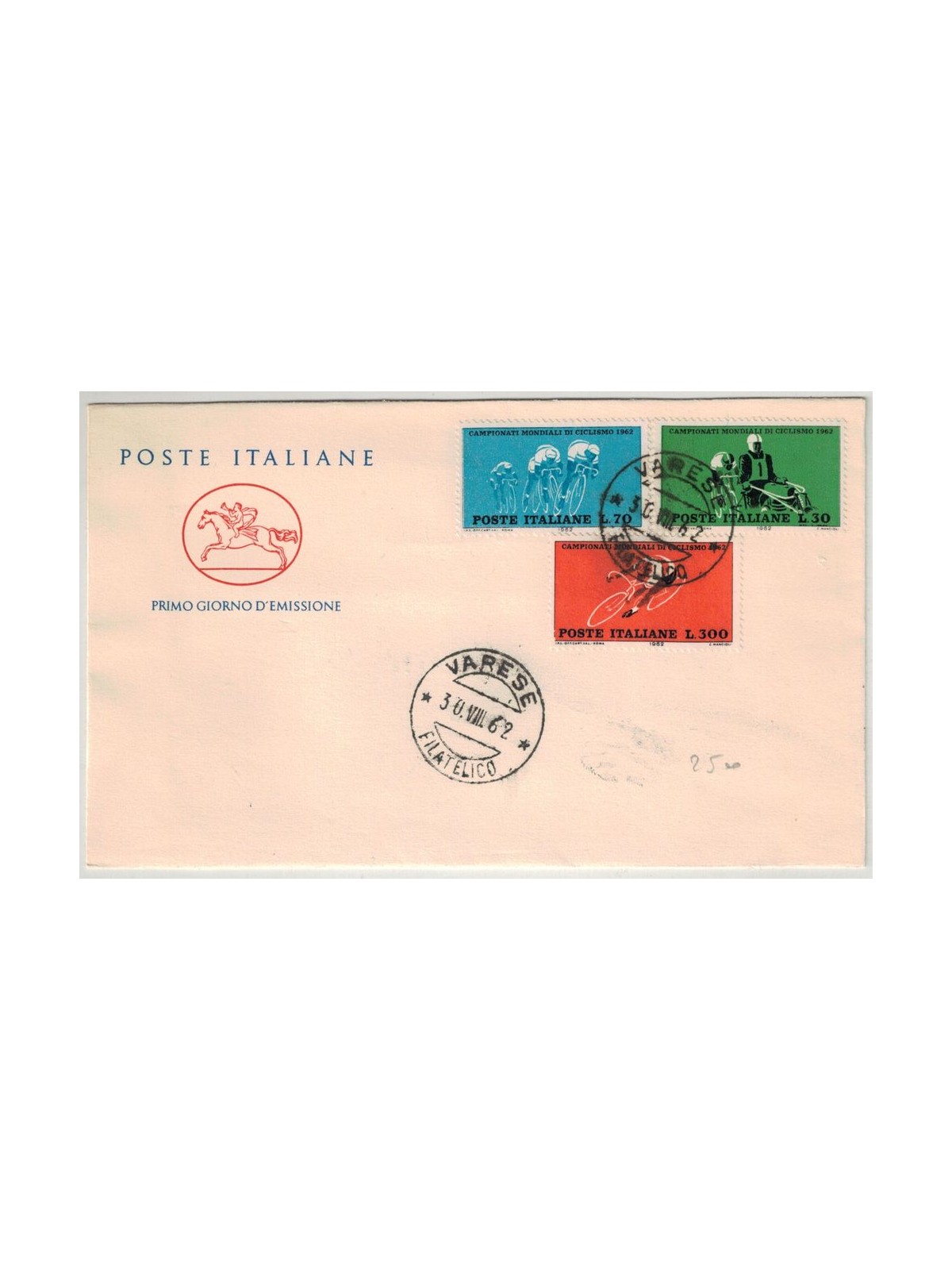 FDC ITALIA 1962 Ciclismo 1 Busta Cavallino