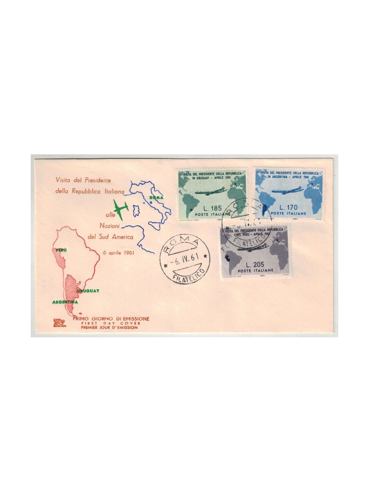 ITALIA 1961 FDC (Chimera) Presidente Gronchi