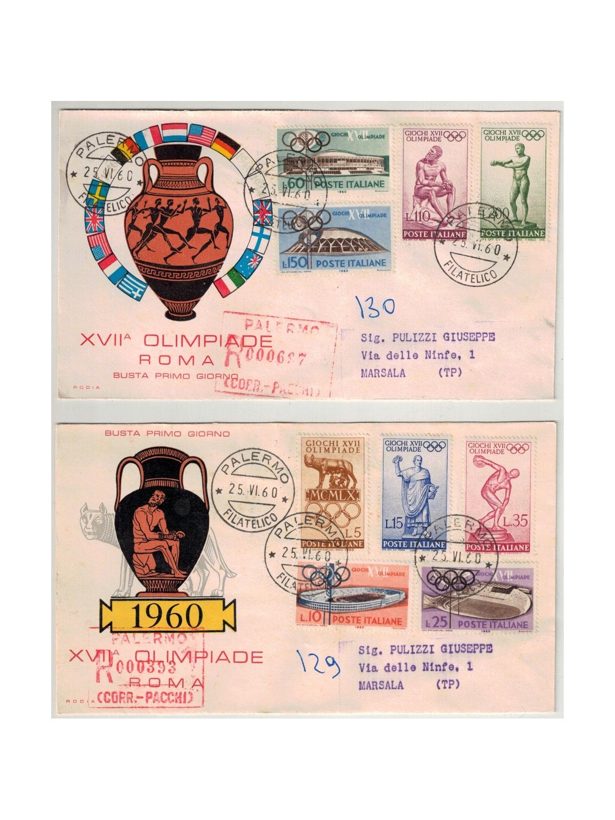 ITALIA 1960 FDC (Rodia) Olimpiade racc