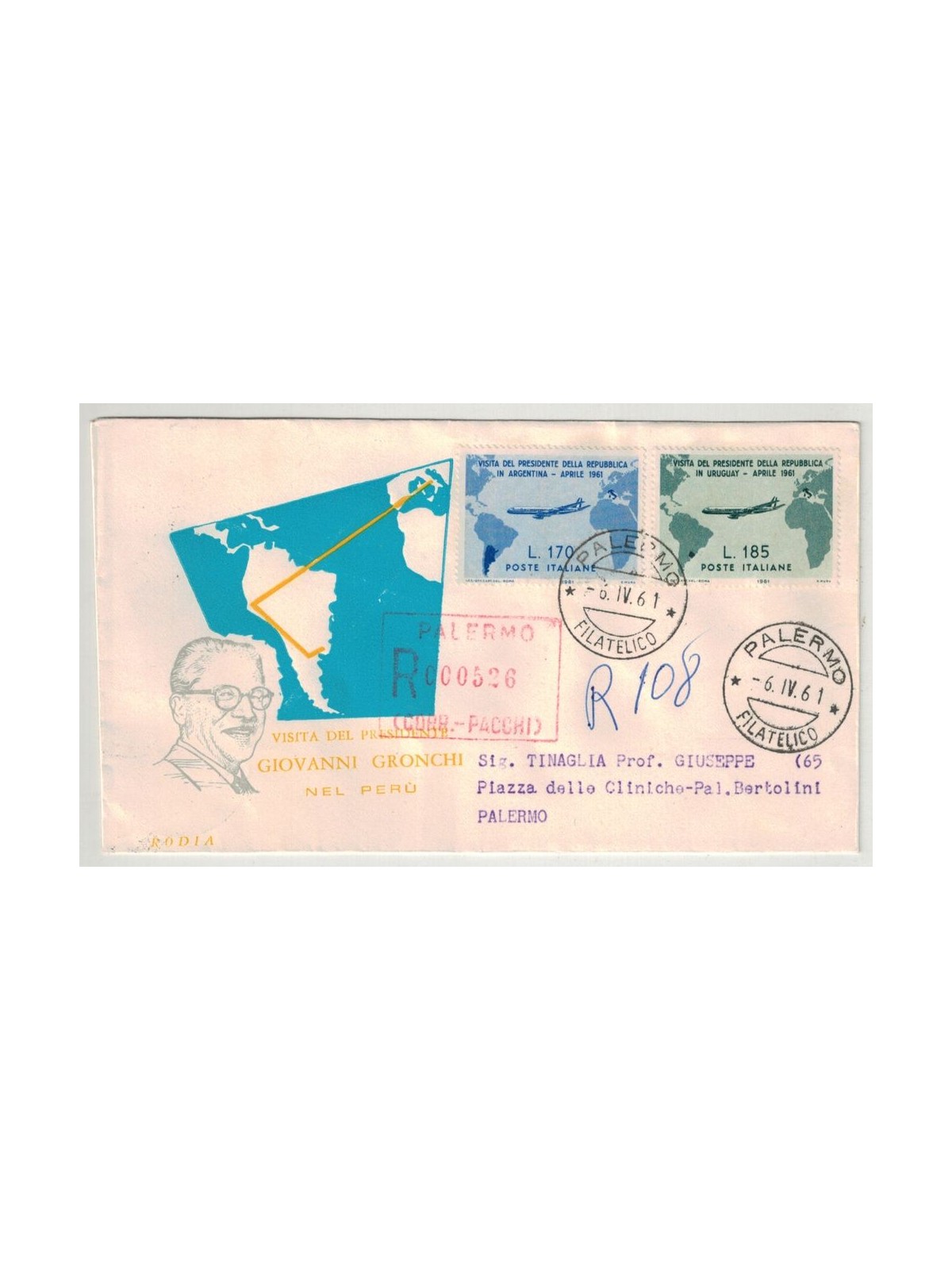 ITALIA 1961 FDC (Rodia) Presidente Gronchi racc