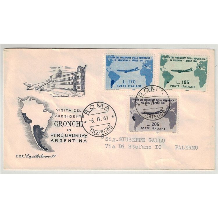 ITALY 1961 FDC (Capitolium) President Gronchi