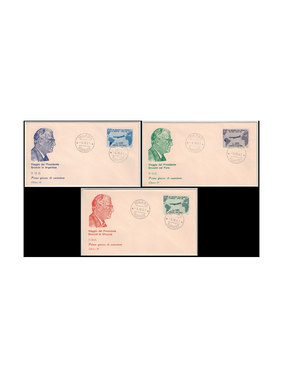 ITALIA 1961 FDC (Libertas) Presidente Gronchi