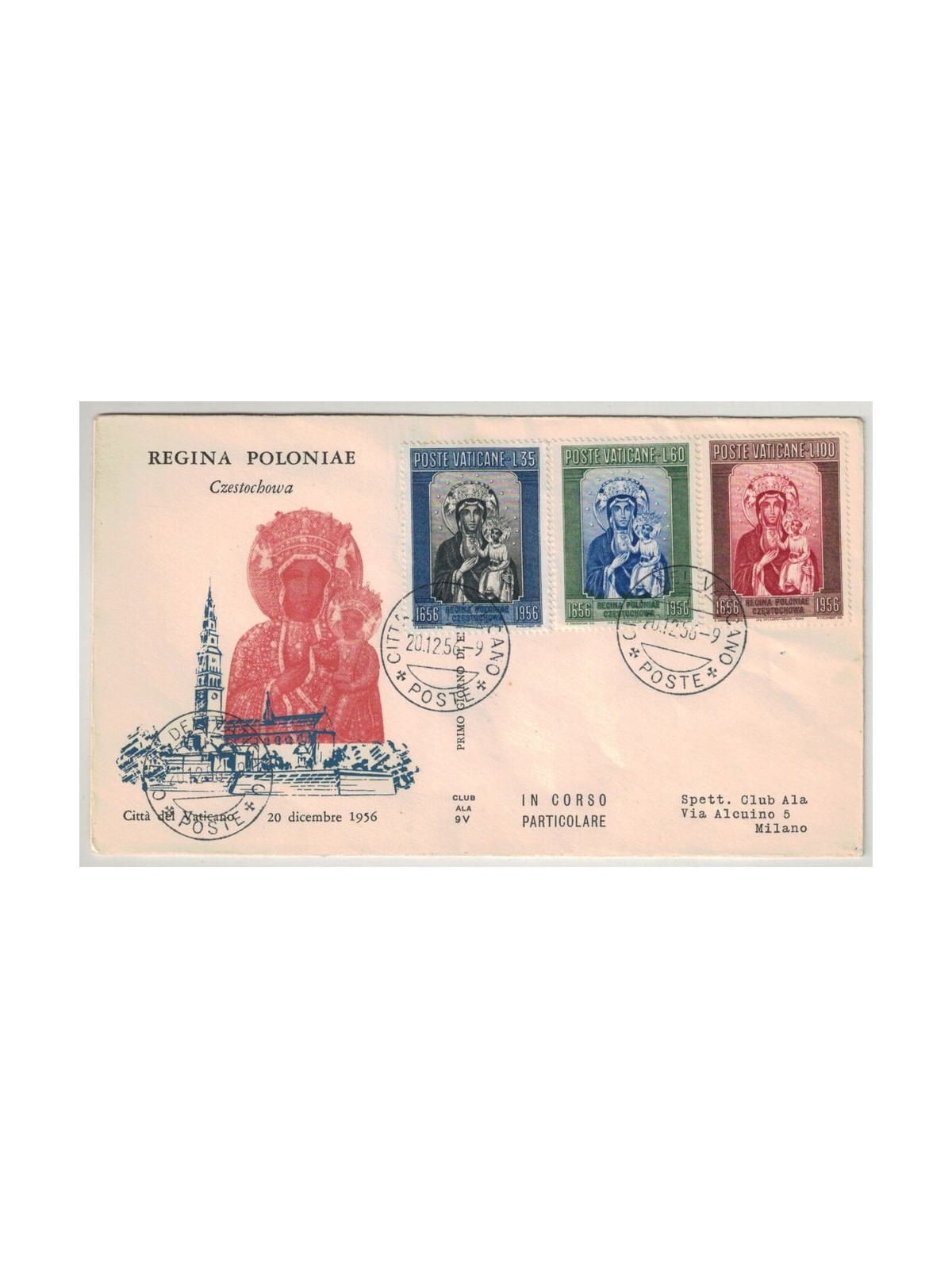 VATICANO 1956 FDC (Ala) Madonna Nera di Polonia