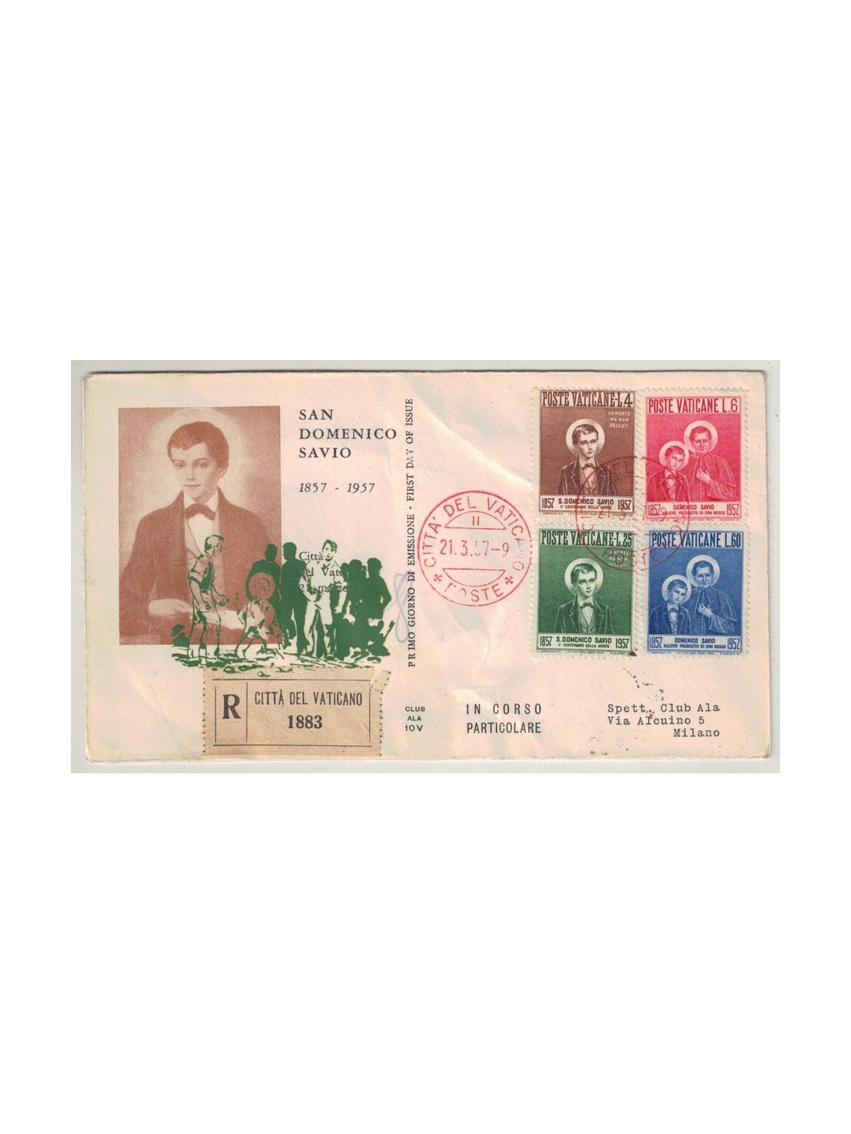 VATICANO 1957 FDC (Ala) FDC (Ala) San Domenico Savio racc