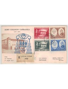VATICANO 1957 FDC (Ala) FDC (Ala) Collegio Capranica racc