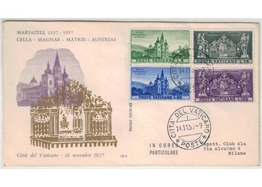 VATICAN 1957 FDC (Wing) FDC (Wing) Sanctuary of Mariazell