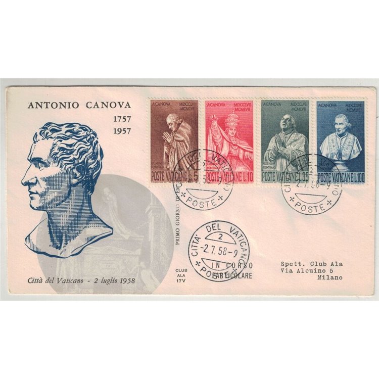 VATICAN 1958 FDC (Wing) Antonio Canova