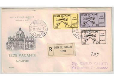 FDC VATICAN 1958 Sede vacante 1 Envelope Ecclesia racc n