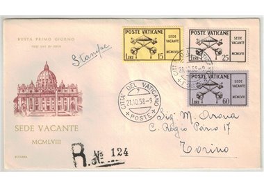 FDC VATICAN 1958 Sede vacante 1 Envelope Ecclesia racc b