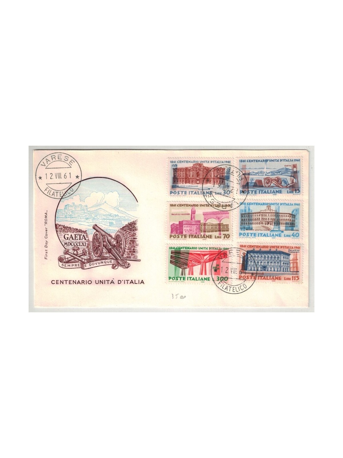 ITALY 1961 FDC (Rome) Unification of Italy