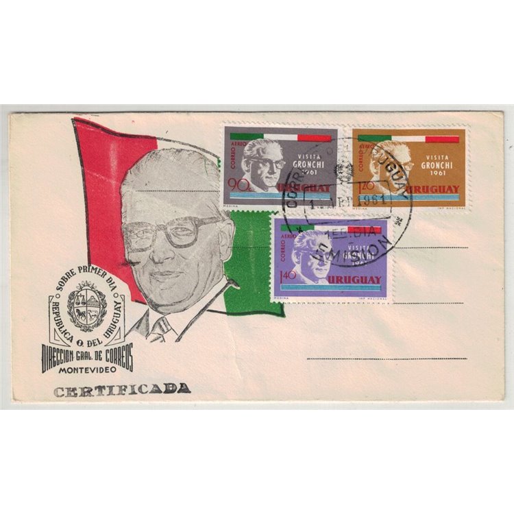FDC URUGUAY 1961 Visita Presidente Gronchi 1 Busta