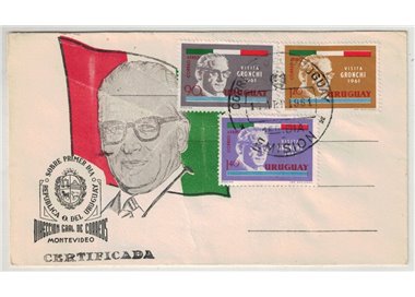 FDC URUGUAY 1961 Visit President Gronchi 1 Envelope