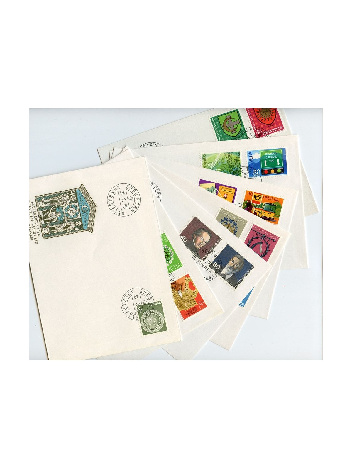FDC SWITZERLAND 1980 Complete year 7 covers nv