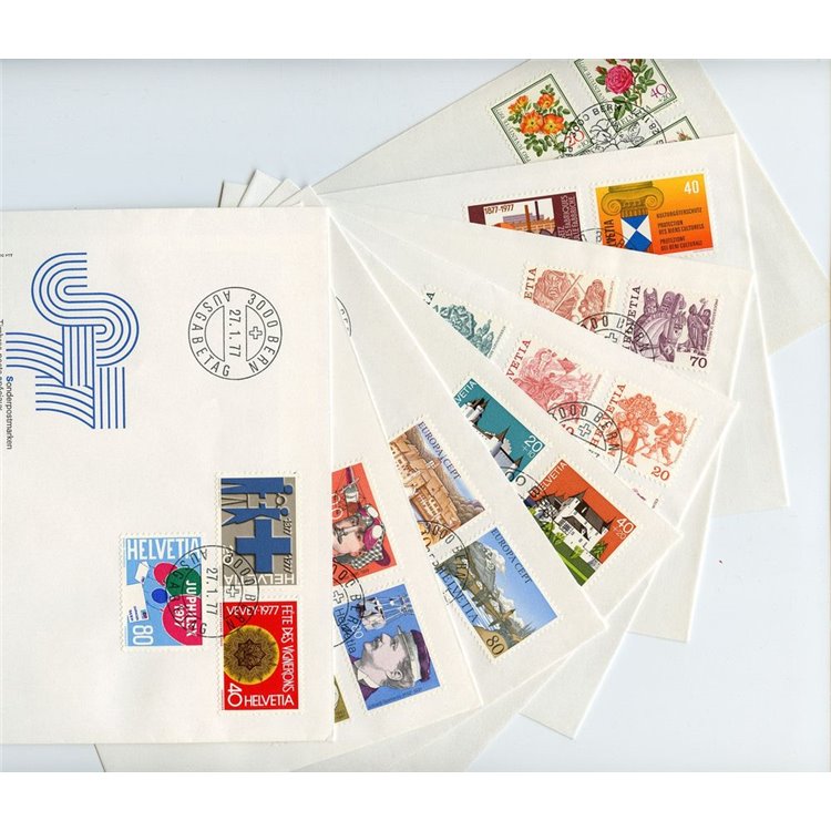FDC SWITZERLAND 1977 Complete year 8 covers nv