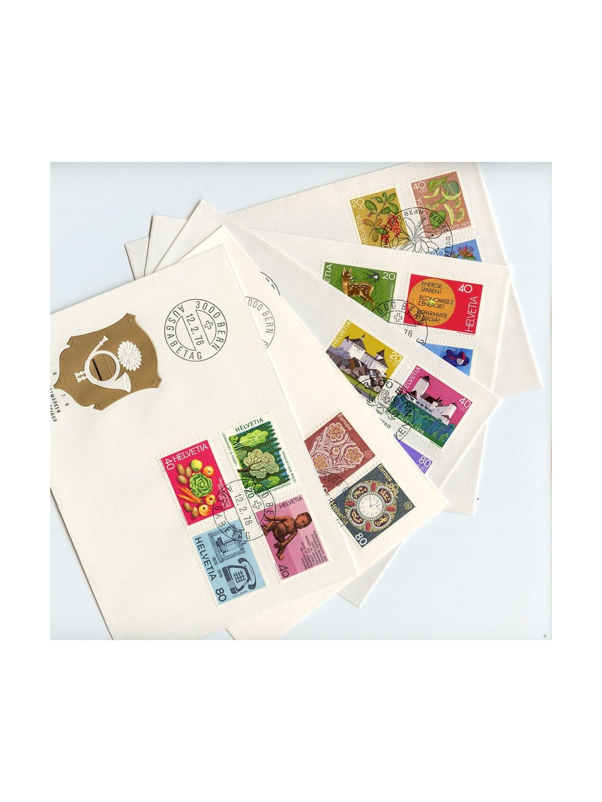 FDC SVIZZERA 1976 Annata completa 5 buste nv