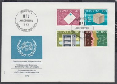 FDC SVIZZERA 1976 Upu, francobolli di servizio 1 busta nv