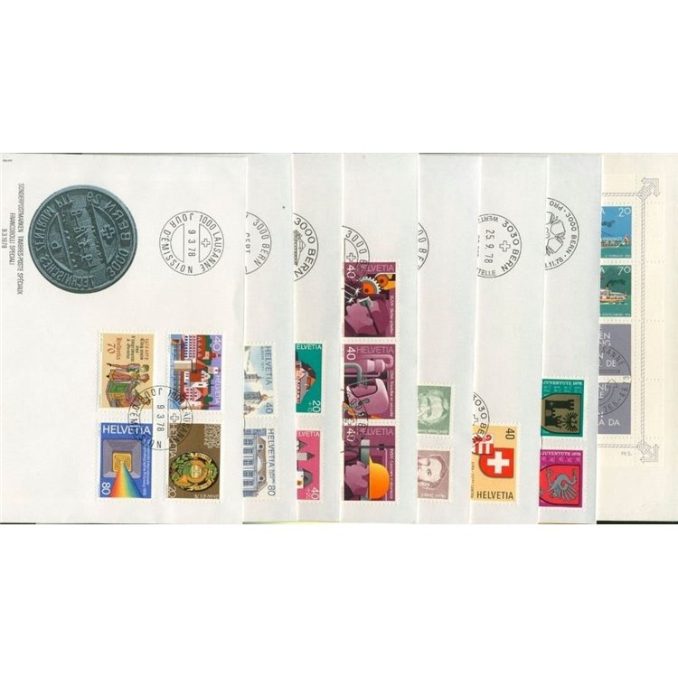 FDC SVIZZERA 1978 Annata completa 8 buste nv