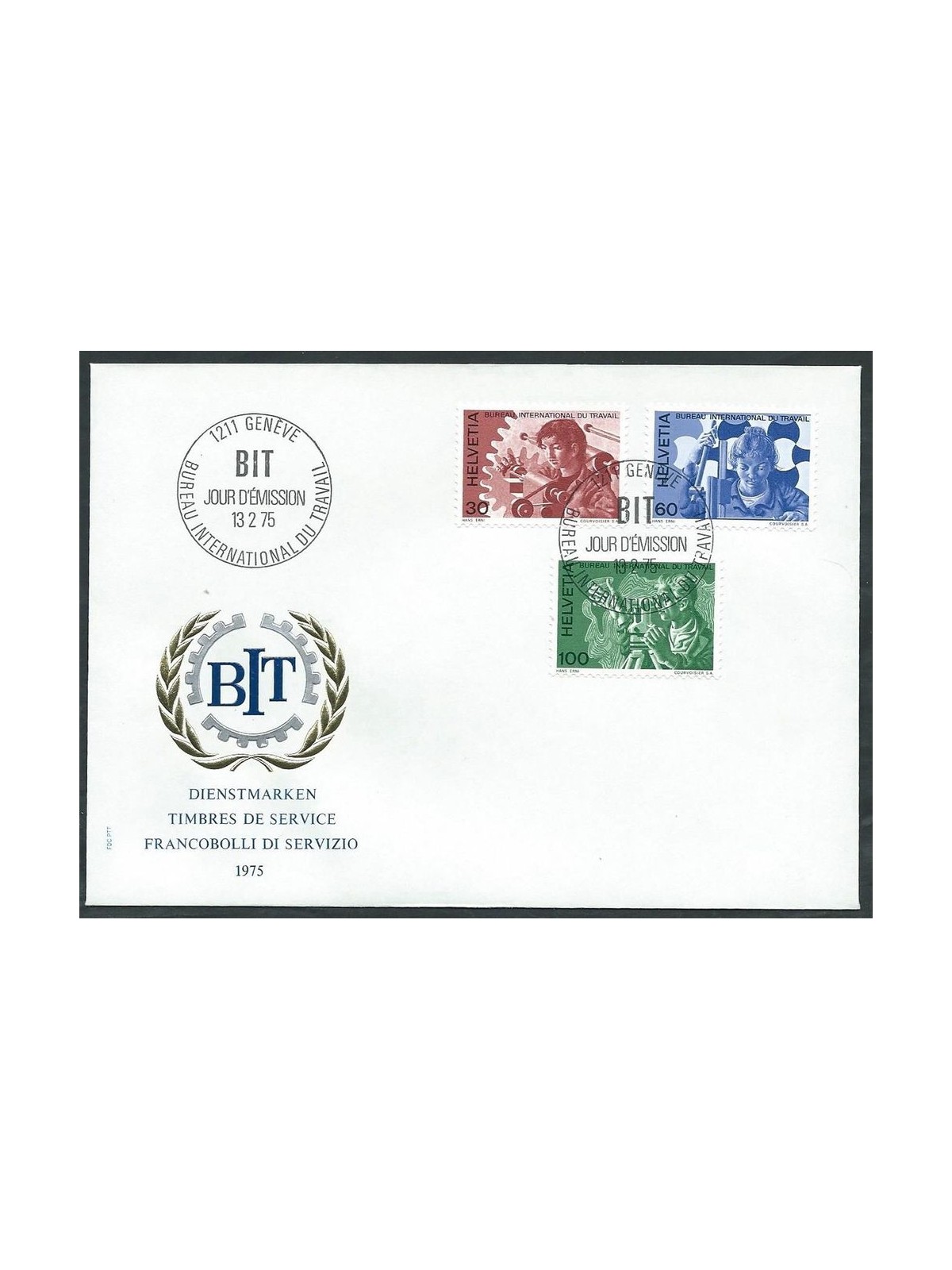 FDC SWITZERLAND 1975 Bit, official stamps 1 cover nv