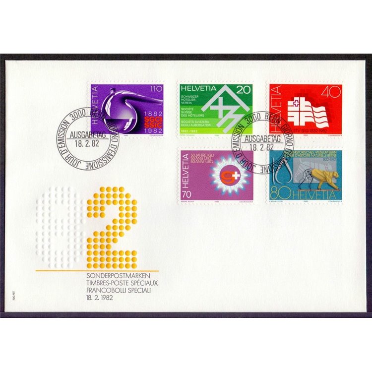FDC SVIZZERA 1982 Francobolli speciali 1 busta nv