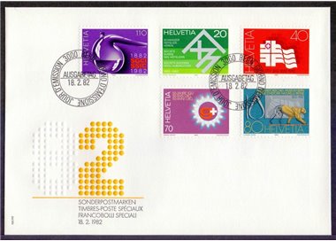 FDC SVIZZERA 1982 Francobolli speciali 1 busta nv