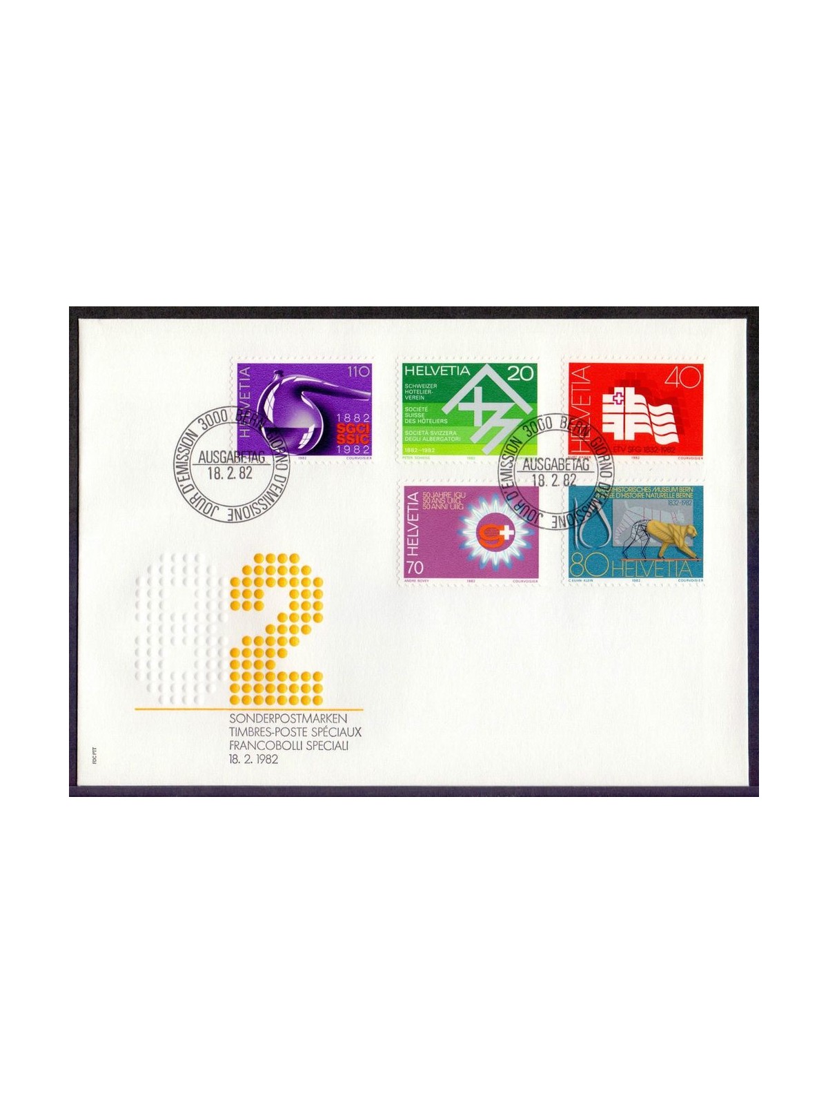 FDC SVIZZERA 1982 Francobolli speciali 1 busta nv