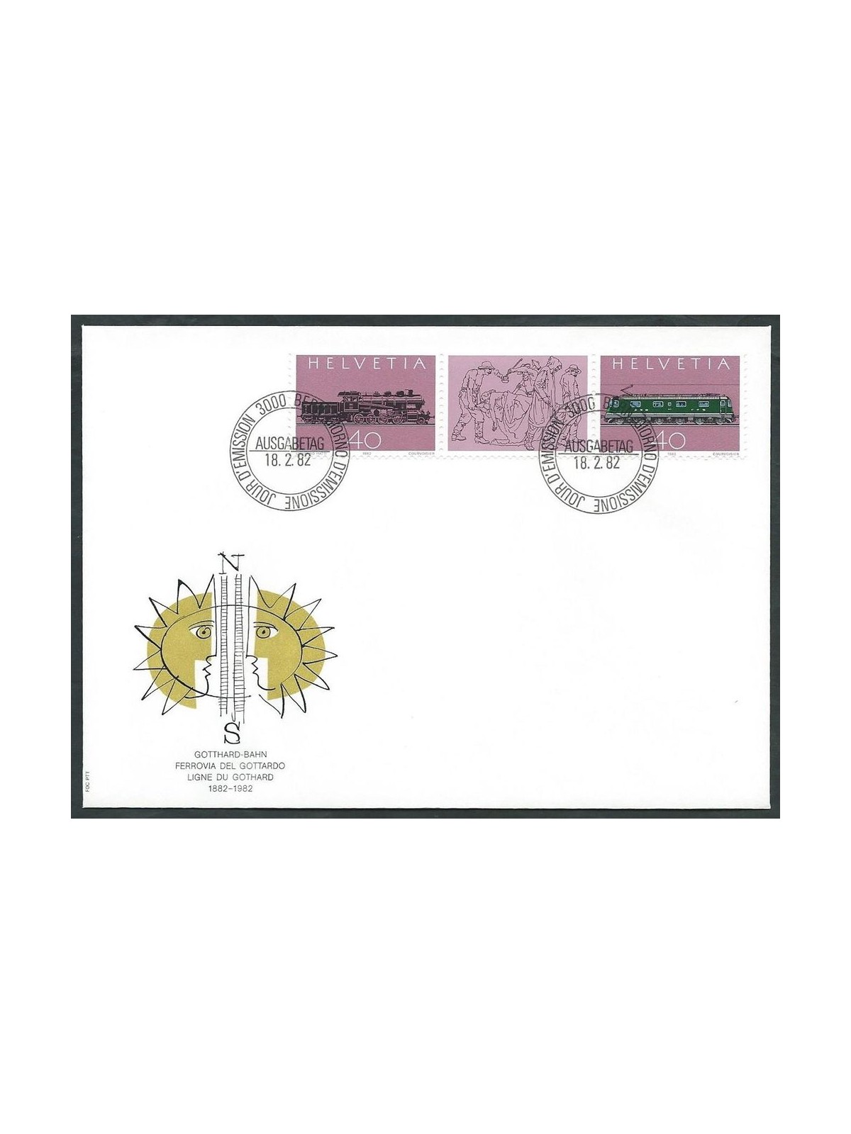 FDC SWITZERLAND 1982 Gotthard Railway 1 cover nv