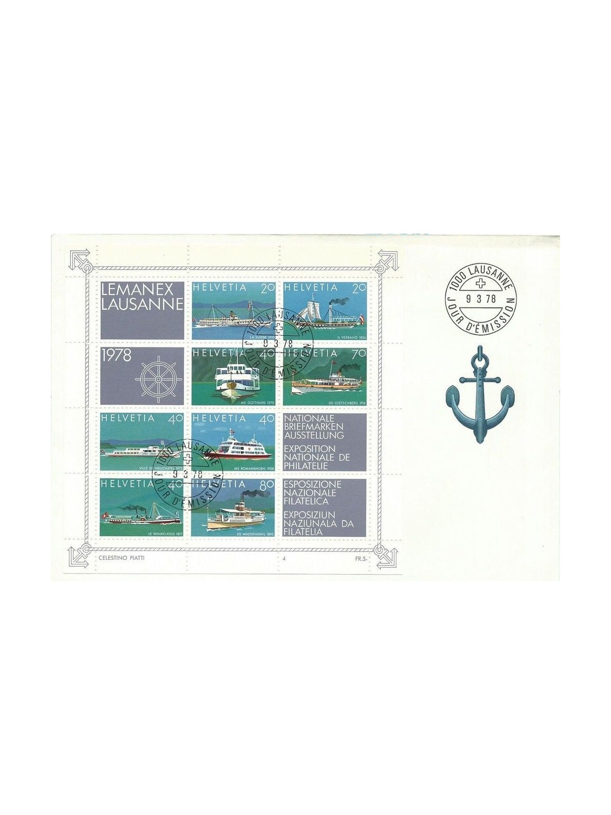 FDC SVIZZERA 1978 Esposizione nazionale filatelica 1 busta nv
