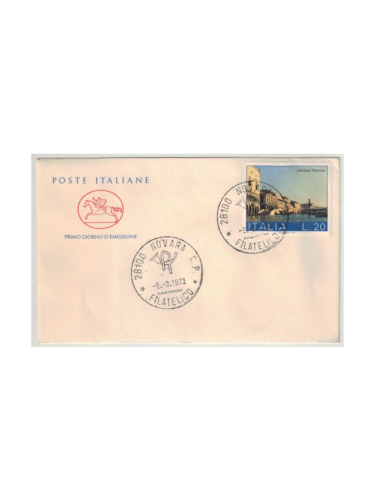 FDC ITALIA 1973 Salviamo Venezia 1 Busta Cavallino nv