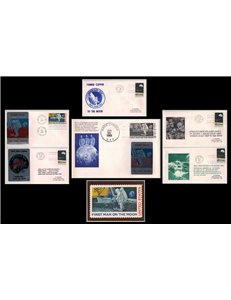 FDC USA 1969 Tematica Spazio 6 Buste + 1 Cartolina nv