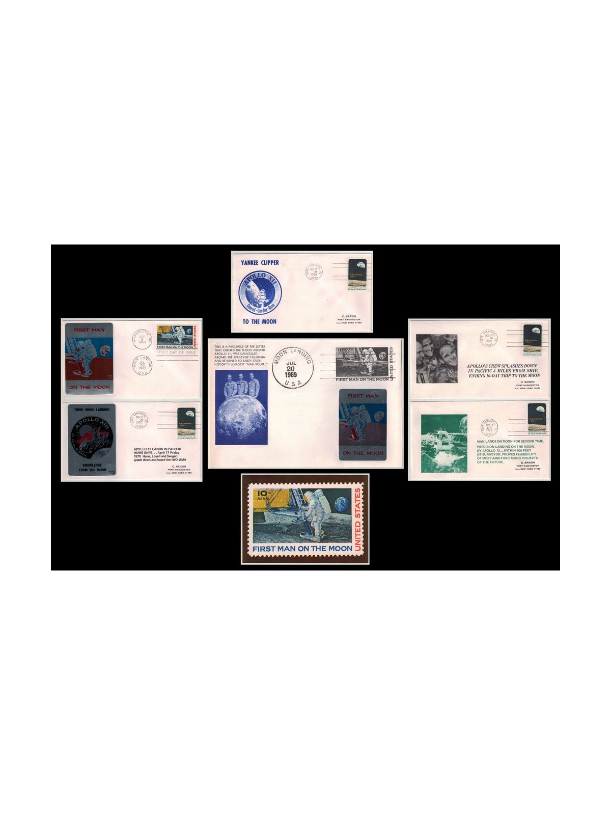 FDC USA 1969 Tematica Spazio 6 Buste + 1 Cartolina nv