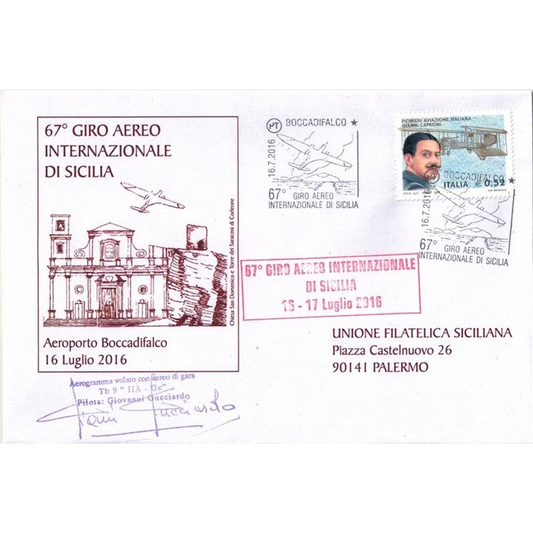 ITALIA 2016 Busta 67° Giro Aereo Internazionale di Sicilia