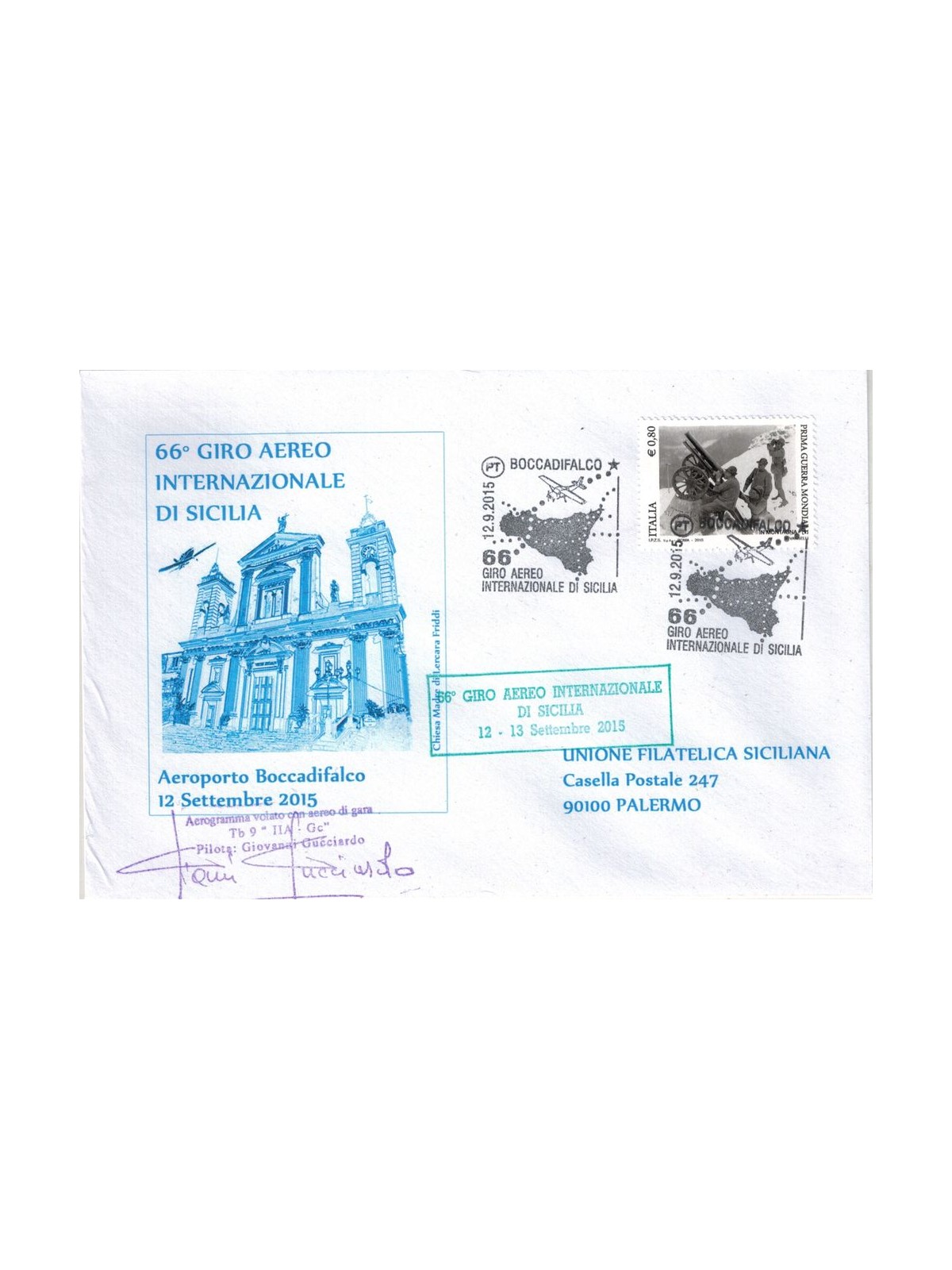 ITALY 2015 Envelope 66th International Air Tour of Sicily