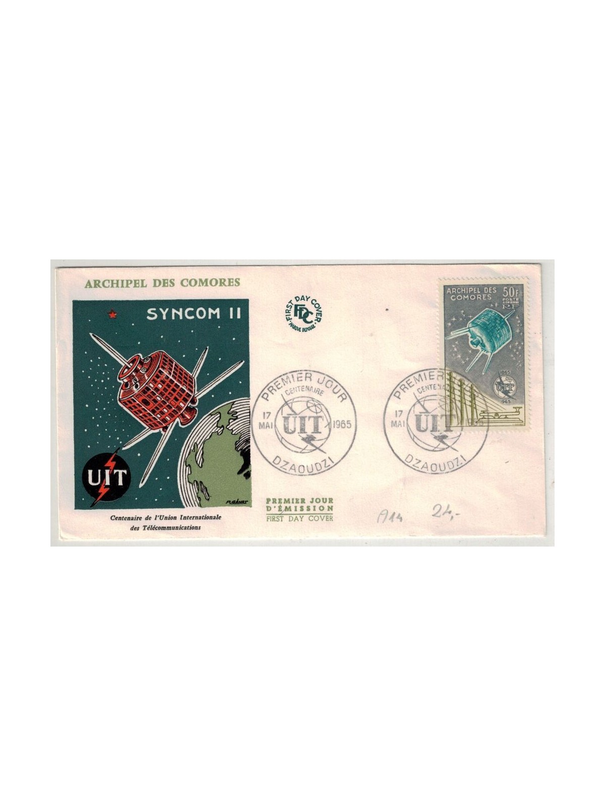 FDC COMOROS 1965 ITU Centenary