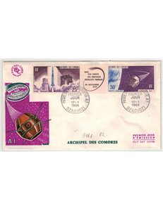 FDC COMORE 1966 Lancio del primo satellite francese