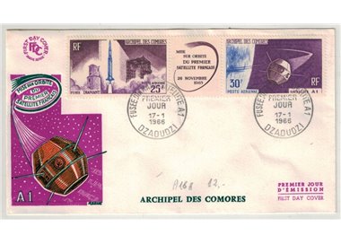 FDC COMORE 1966 Lancio del primo satellite francese