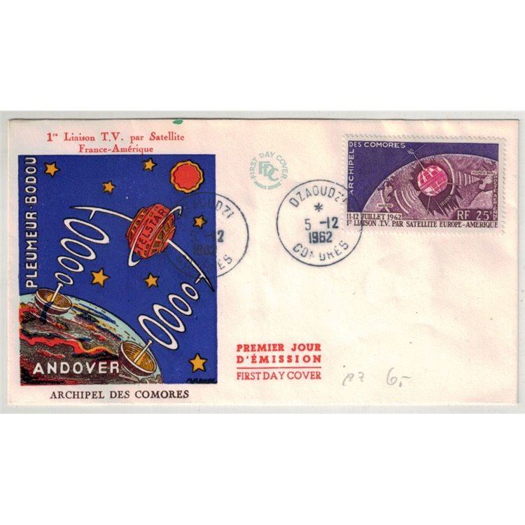 FDC COMORE 1962 Telecomunicazioni spaziali
