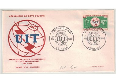 FDC COSTA D'AVORIO 1965 Centenario UIT
