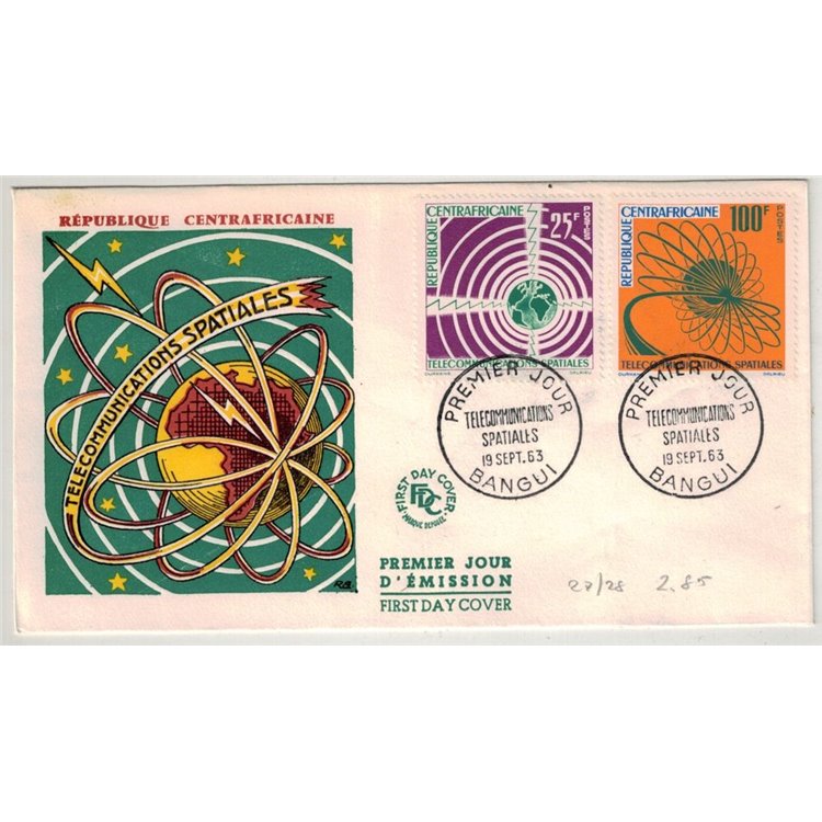 FDC REPUBBLICA CENTRAFRICANA 1963 Telecomunicazioni spaziali