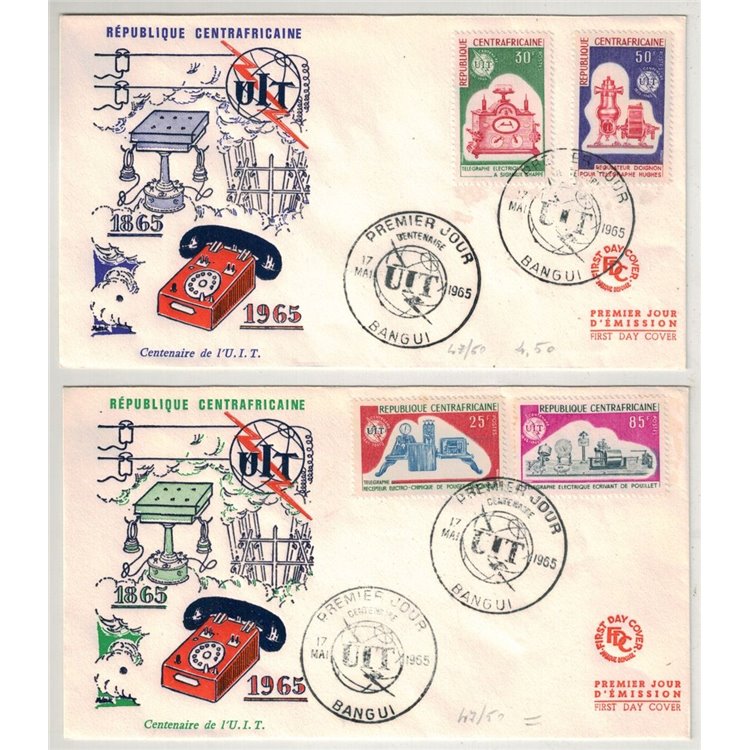 FDC CENTRAL AFRICAN REPUBLIC 1965 Centenary ITU