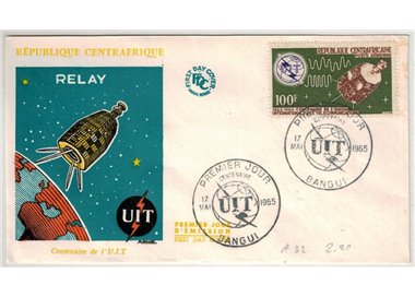 FDC CENTRAL AFRICAN REPUBLIC 1965 Centenary ITU, airmail