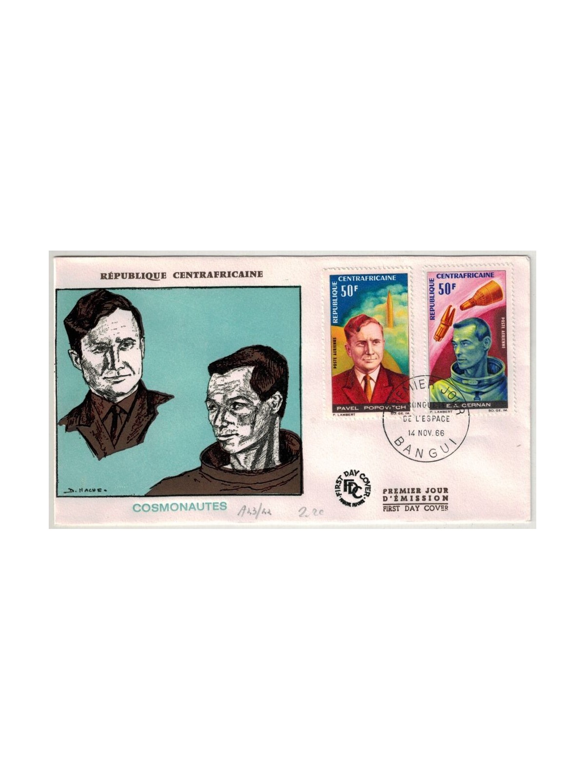 FDC REPUBBLICA CENTRAFRICANA 1966 Cosmonauti