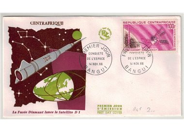 FDC REPUBBLICA CENTRAFRICANA 1966 Conquista dello Spazio, Satellite D1