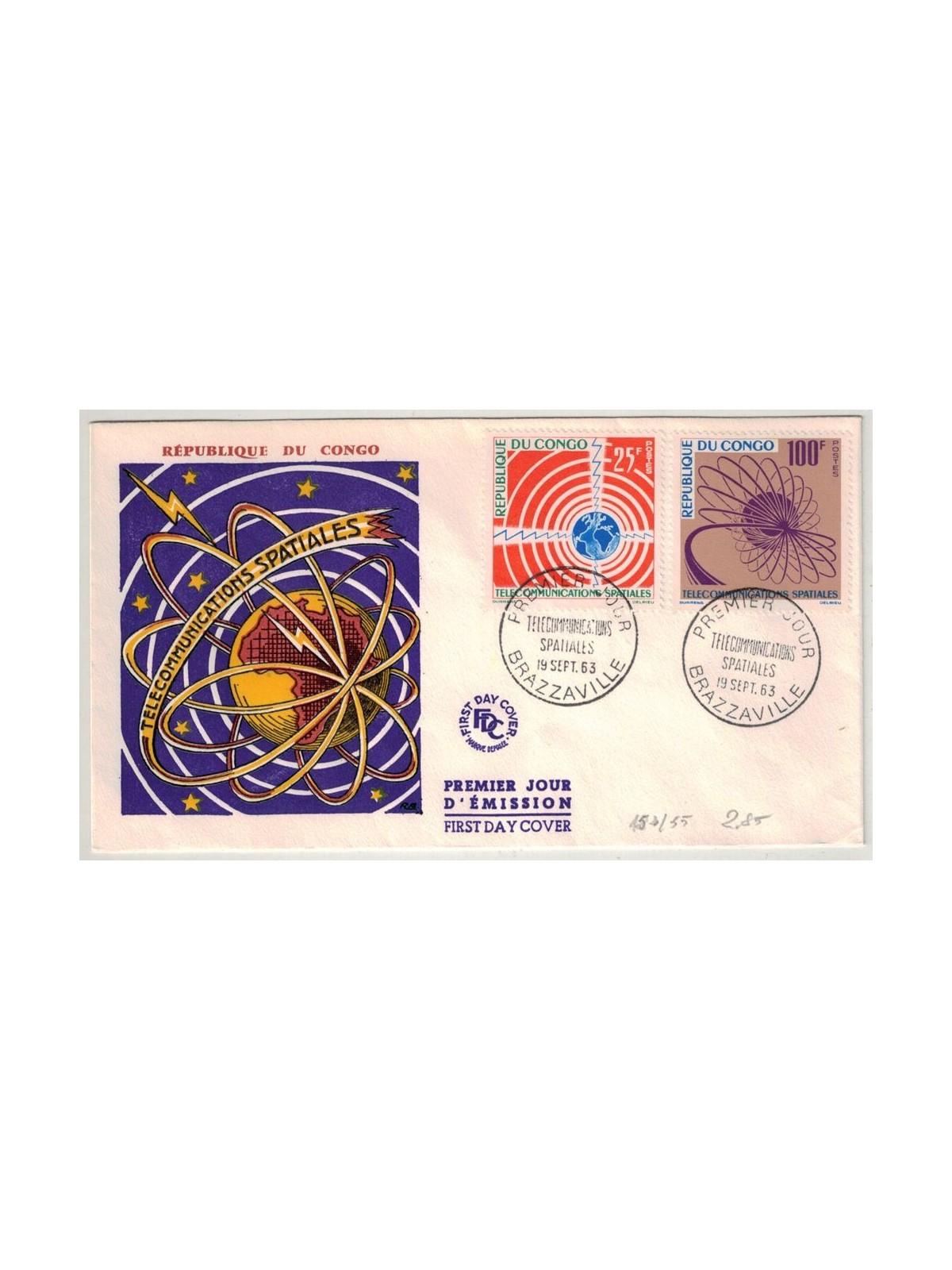 FDC CONGO 1963 Telecomunicazioni spaziali