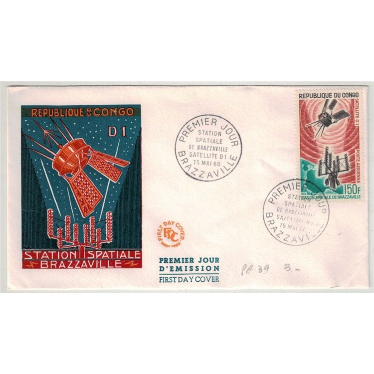 FDC CONGO 1966 Stazione spaziale di Brazzaville
