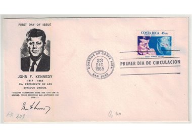 FDC COSTA RICA 1965 Omaggio al Presidente John F. Kennedy