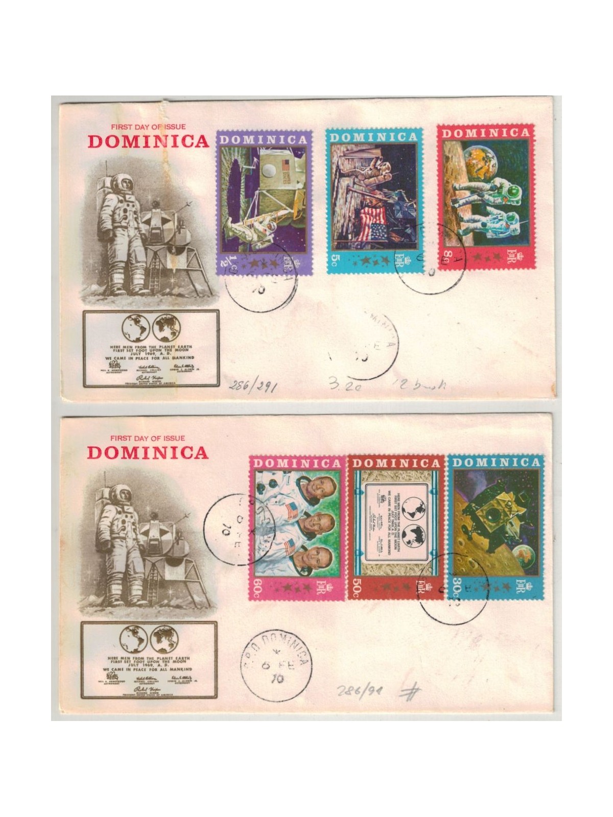 FDC DOMINICA 1970 Primo uomo sulla Luna