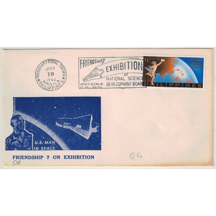 FDC PHILIPPINES 1962 Friendship 7 on exhibition