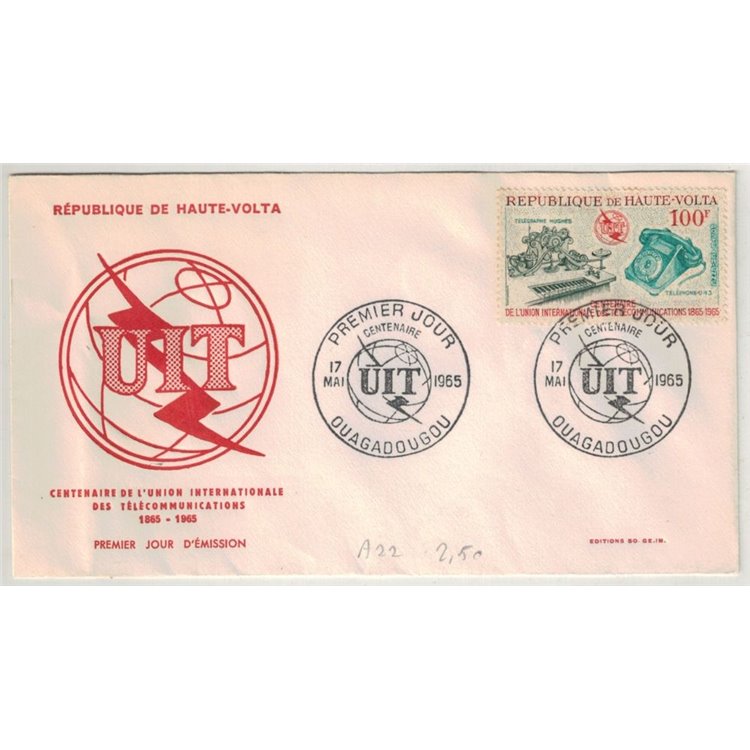 FDC ALTO VOLTA 1965 Centenario UIT